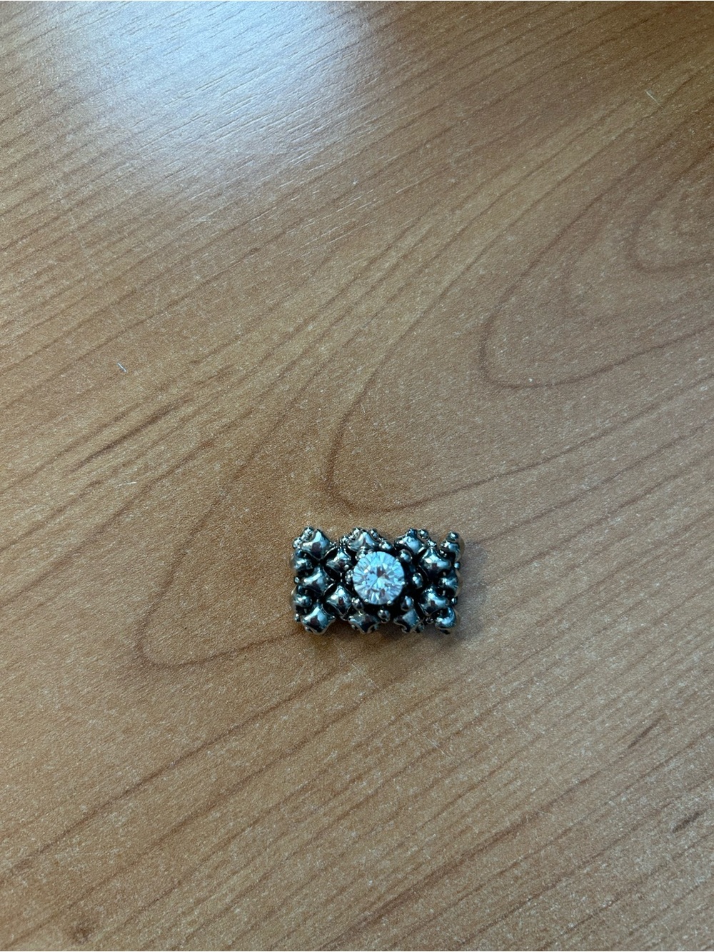 Silver Crystal Accent Ring with Clear Center Stone